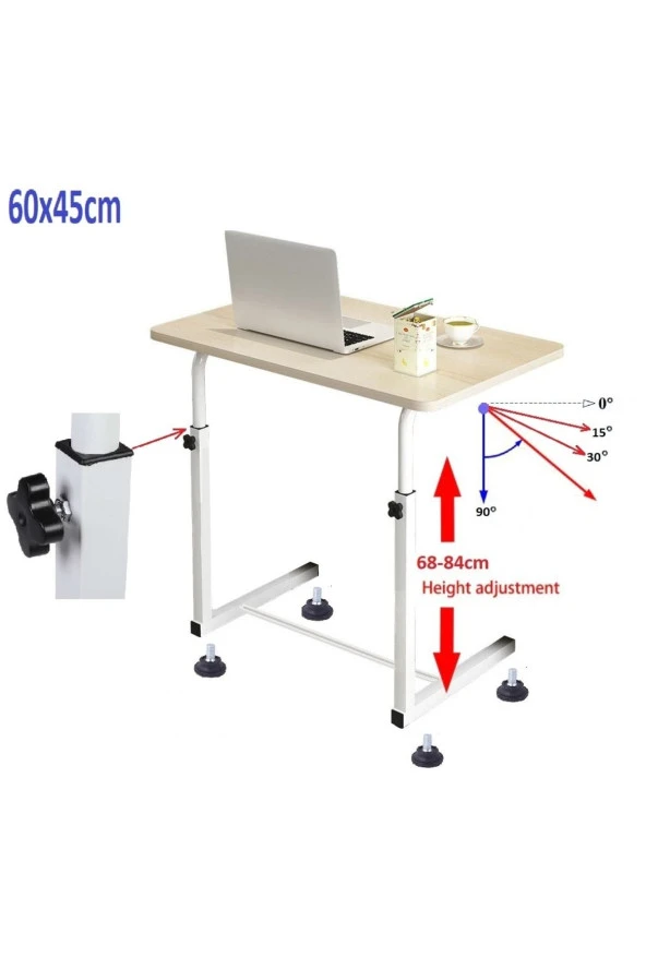 Depolife Akrobat Yan Sehpa Notebook Laptop Bilgisayar Masası Yükseklik Ayarlı Beyaz