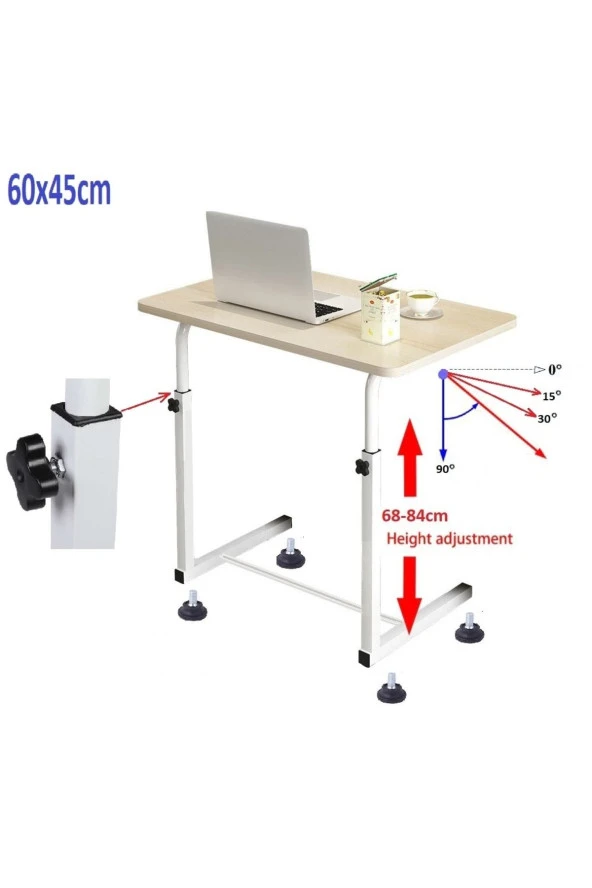Akrobat Yan Sehpa Notebook Laptop Bilgisayar Masası Yükseklik Ayarlı Beyaz