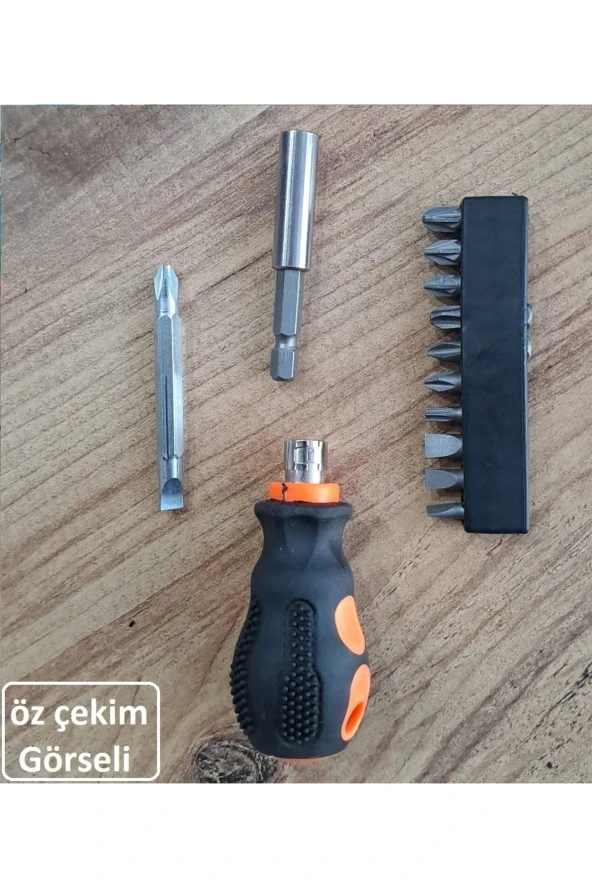 Depolife Tombul Kısa Tornavida Seti 13 Parçalı Bits Uzatma Seti 1/4 Hex Yıldız Düz - 2