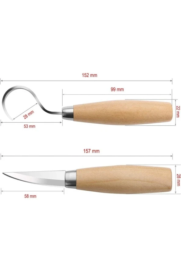 Depolife Ahşap Oyma Alet Seti Kaşık Kuksa Oyma Şekillendirme Bıçak Seti 2 Parça Oval Oyma - 3