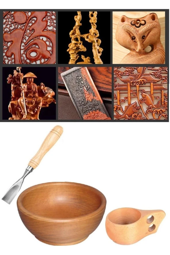 Depolife Ahşap Oyma konik ıskarpela Bıçak Kaşık Kuksa Oval Oyma Yontma Bıçağı 25mm - 3