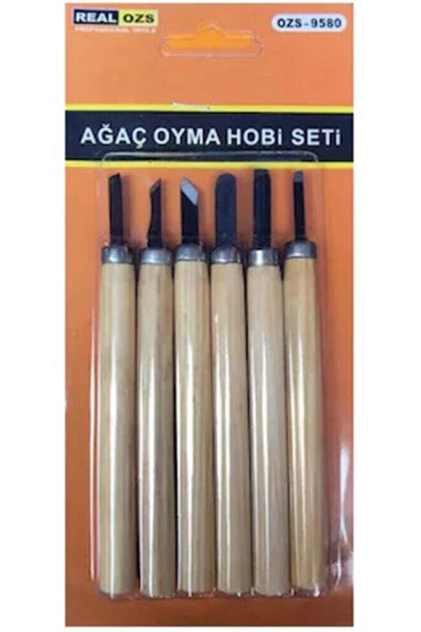 AYACO Real Özs 9580 6 Parçalı Ağaç Oyma Yontma Hobi Seti Aletleri - 3
