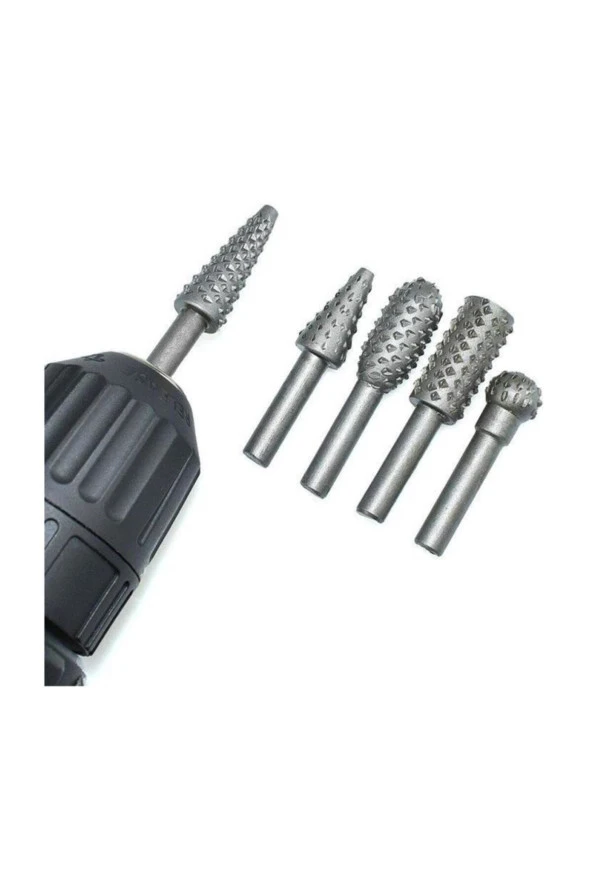 Pratik 5 Parça Döner Törpü Tahta Ahşap Oyma Hobi Seti Matkap İçin - Resim 2