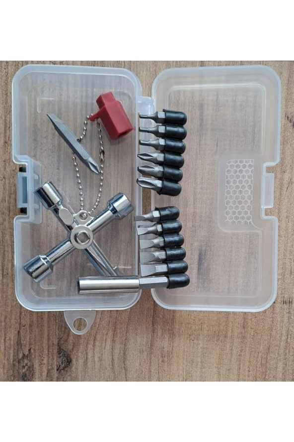 Depolife Kombine Pano Anahtarı Seti Fonksiyonel 15 Parça Elektrik Dolap Kilit Için Bits Uçlu Anahtar Seti - 2