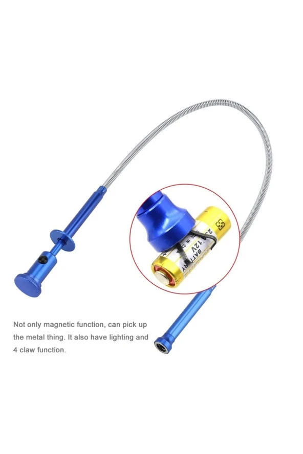 Depolife Spiral Esnek Mıknatıslı Işıklı Kancalı Kıskaç 62cm Manyetik Vida Tutucu Güçlü Çelik Çene - 2