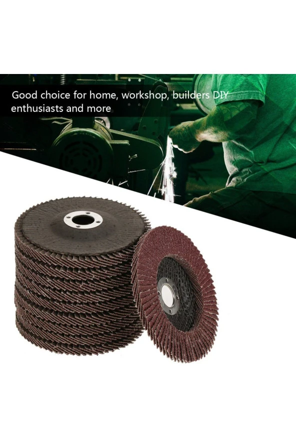 Depolife avuç taşlama makinesi için 115mm 10 Adet yaprak zımpra 10lu Flap Disk Alüminyum Oksit aşındırma - 2