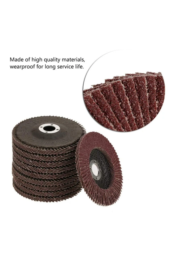 Depolife avuç taşlama makinesi için 115mm 10 Adet yaprak zımpra 10lu Flap Disk Alüminyum Oksit aşındırma - 3
