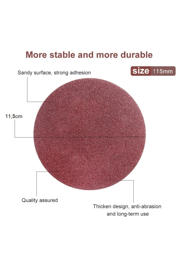 Depolife 115mm Cırtlı Zımpara Disk Seti 40 Kum 180 Kum 400 Kum 800 Kum 20 Adet Kuru Zımpara Seti - 3