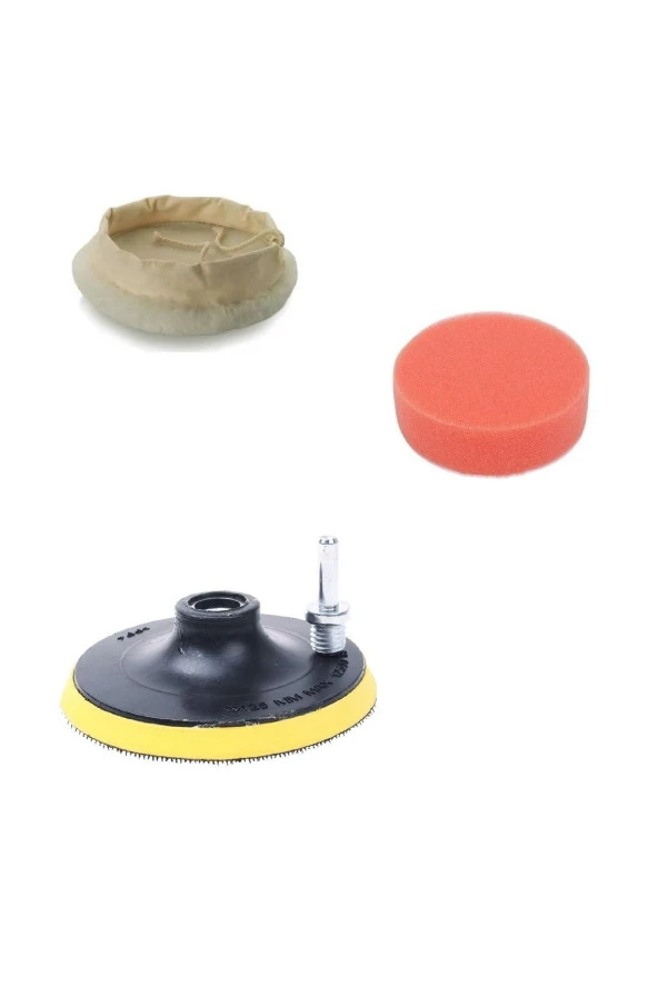 Depolife Oto Cila Polisaj Boya Koruma Temizleme Aksesuarları Cırt Taban Sünger Bone Matkap Adaprör 4'lü Set ürün görseli 1