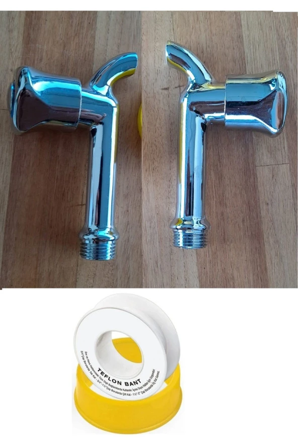 Depolife 2 Adet Uzun Musluk Pirinç Çeşme teflon bant hediyeli set - 3