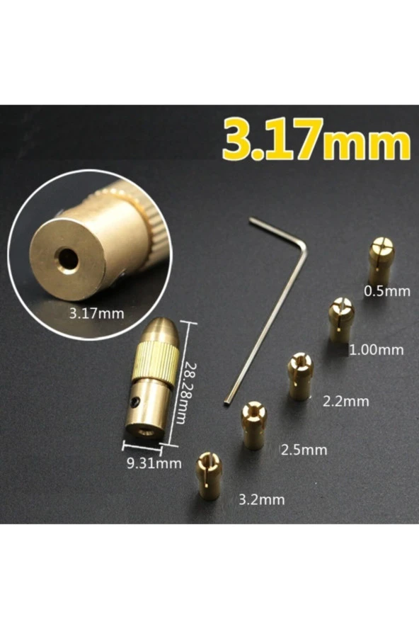 Depolife Motor Için Küçük 3 Çene Pesnli Mandren 3.2mm Motor Girişli Okul Proje Ödev Uygulama Hobi - 2