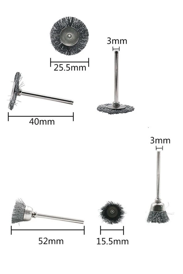 Depolife Gravür Için Mini Kalıpçı Çelik Tel Fırça Seti 8 Parça Pas Kir Temizleme - Resim 3