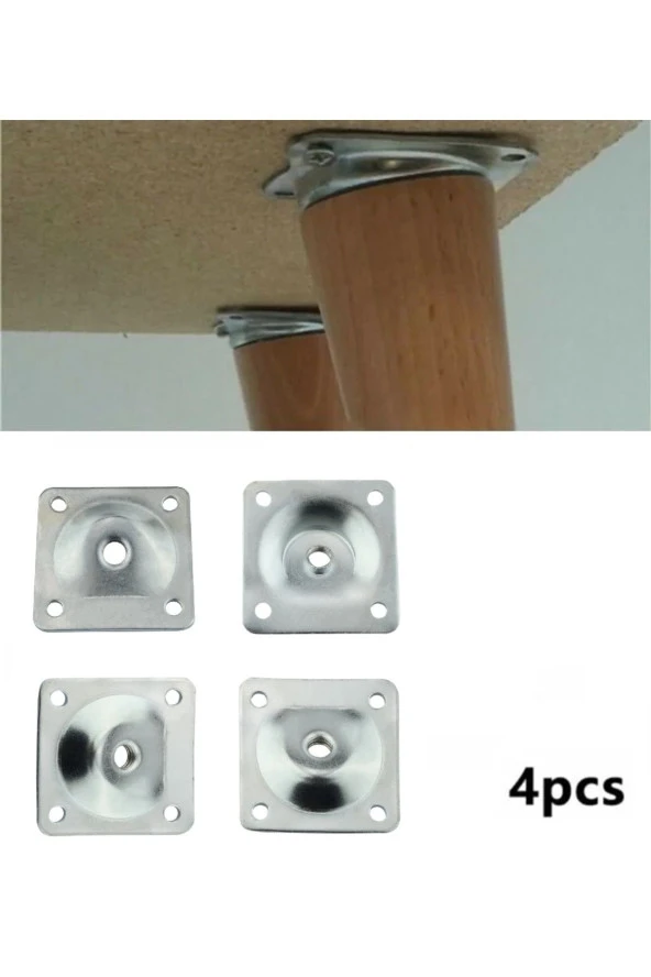 Depolife Ayak Montaj Aparatı Metal Braket Masa Kanepe Sehpa Ayağı Baglantı Elemanı 4 Adet Eğimli (AÇILI) - 2