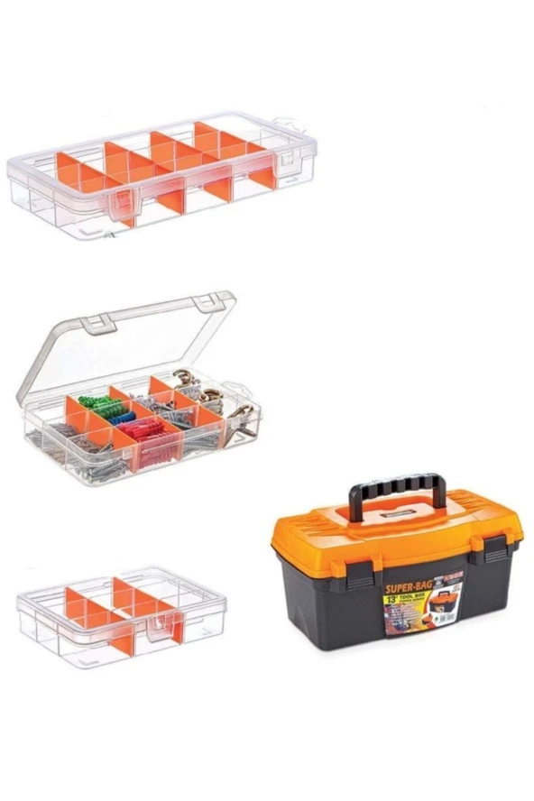 Depolife Organizer Kutu Seti Plastik Bölmeli Alet Çantası Dremel Boncuk Vida Saklama Değişken Bölmeli Canta ürün görseli