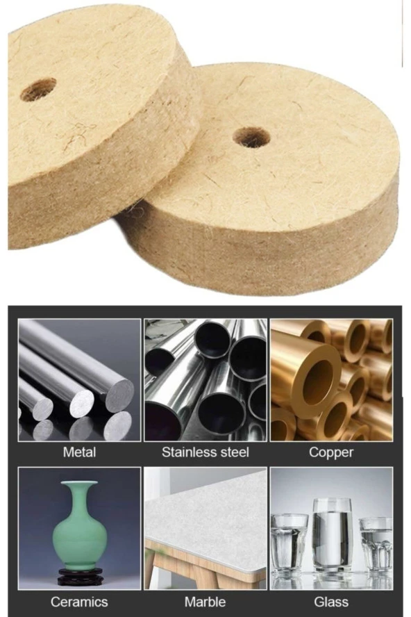 Depolife Mücevher Metal Altın Gümüş Parlatma Polisaj Yün Keçe Seramik Mermer Plastik Bakalit 100mm - Resim 3