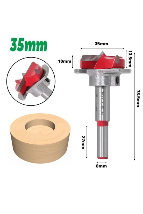 Depolife Ahşap Freze Ucu 15mm Panç Karot Stoperli Matkap Yuvarlak Açma Bıçağı Derinlik Ayarlı Panc Bıçak - 2