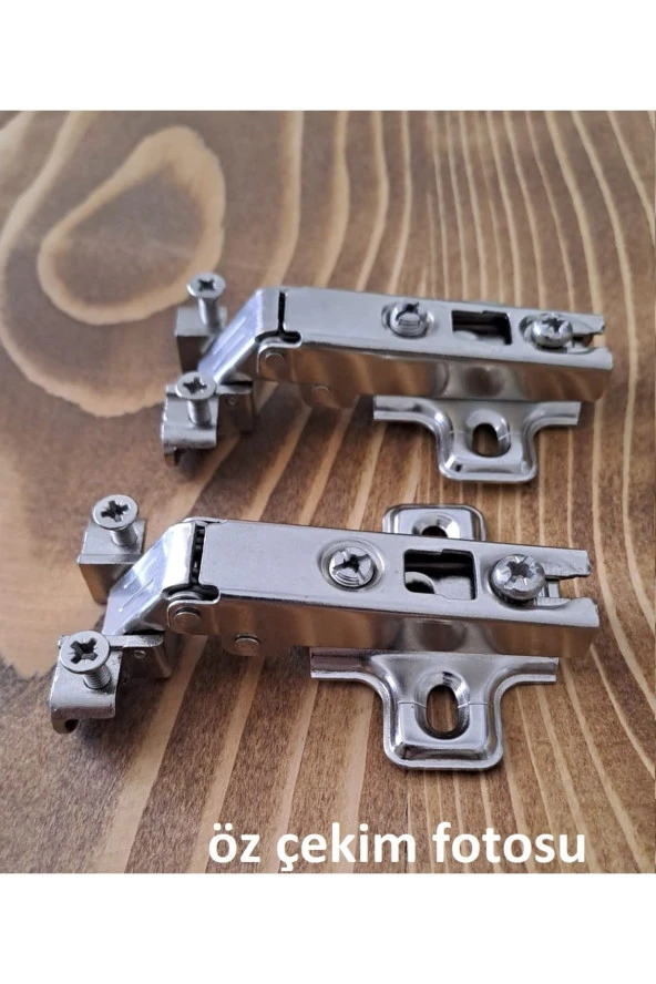 SAMET Alüminyum Düz Menteşe 2 Adet Metal Kapak Menteşesi - Mobilya Bağlantı Elemanları - 3