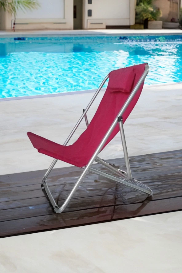 Depolife Balkon Bahçe Şezlong Katlanır Yastıklı 5 Kademe Ayarlı Yatar Rahat Plaj Balıkçı Tv Koltuk Sezlong - 3