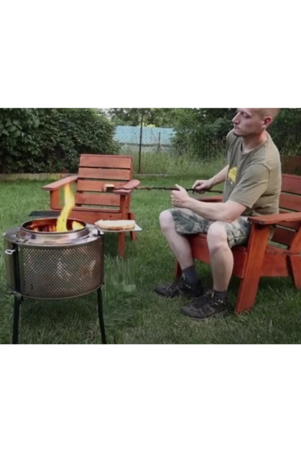 Depolife Sokak Mangalı Dış Mekan Bahçe Sobası Krom Kazan Sobası Bahçe Barbekü Ayaklı Soba - 2