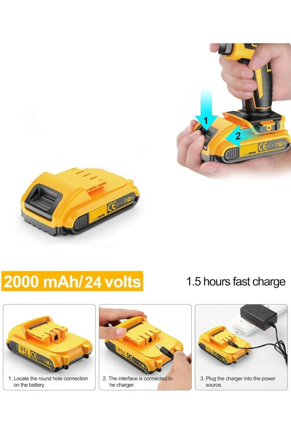 Depolife Şarjlı Matkap Için Yedek Batarya 12v 2000mah Li-ion Pcbli Şarjlı Matkap Için Pil Grubu Universal