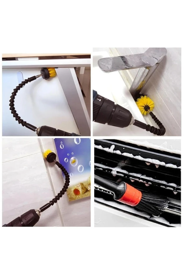 Depolife oto araç detaylı temizlik 8li fırça seti iç dış detaylı temizlik fırça takımı ıslak kuru temizlik - 2