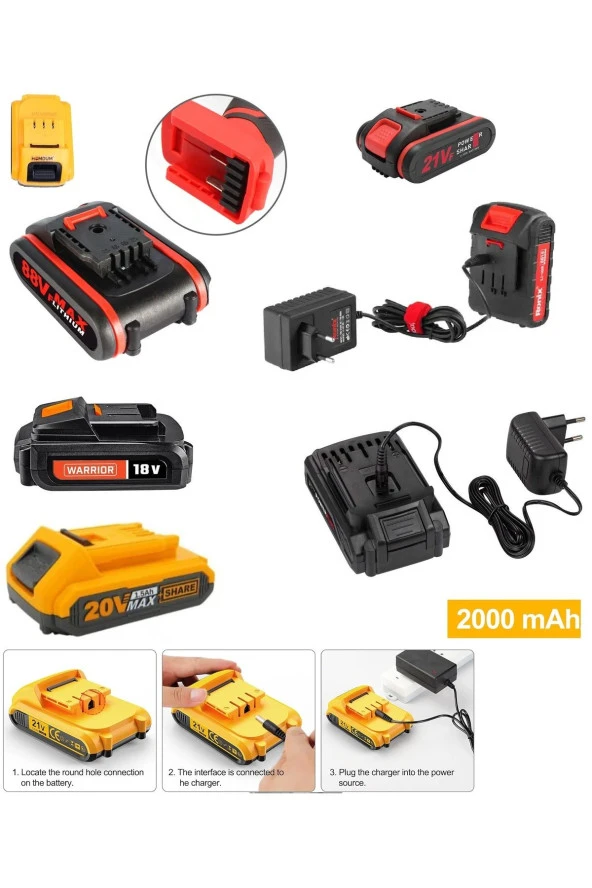 Depolife Şarjlı Matkap Için Şarj Adaptörü 24v 20v 18v 16.8v 14v Ve 12 Volt Li-on Pil Şarj Üniversal - 2