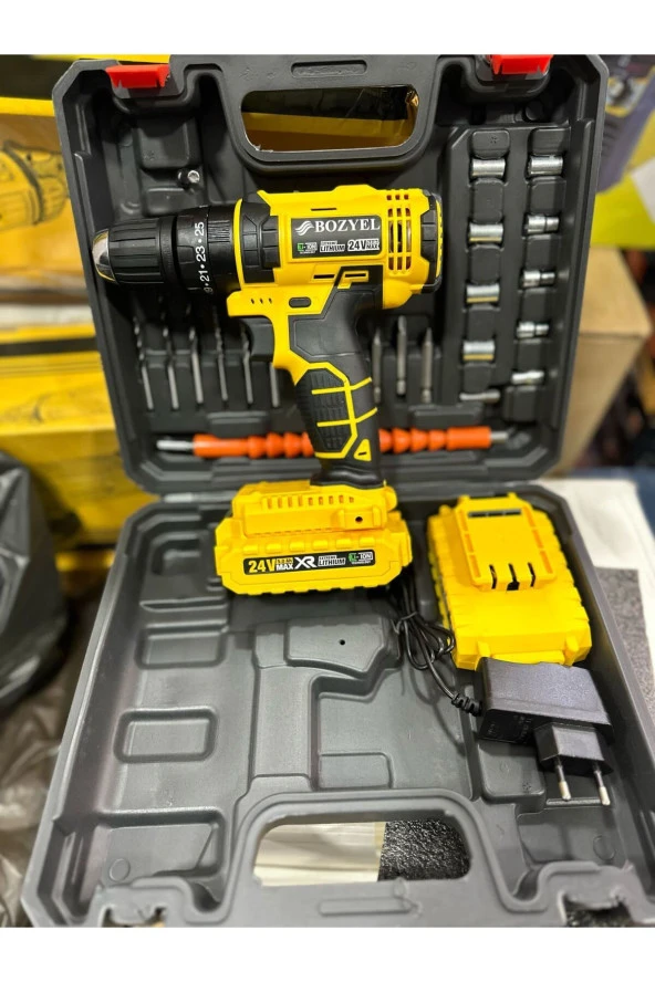 Depolife şarjlı darbeli matkap 24 volt çift akülü şansımanlı torklu matkap duvar beton ahşap delme vidalama - 2