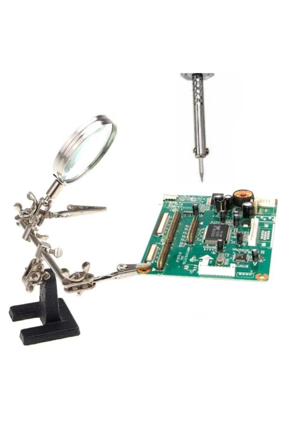 Depolife Elektronikçi Lehimleme Kıskaçlı Büyüteç Robot Kollu Mercekli Kuyumcu Mikroskop Sabitleme Standı 5x