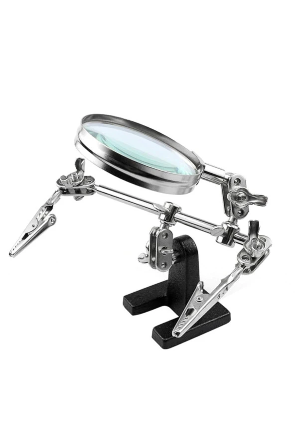 Depolife Elektronikçi Lehimleme Kıskaçlı Büyüteç Robot Kollu Mercekli Kuyumcu Mikroskop Sabitleme Standı 5x - 2