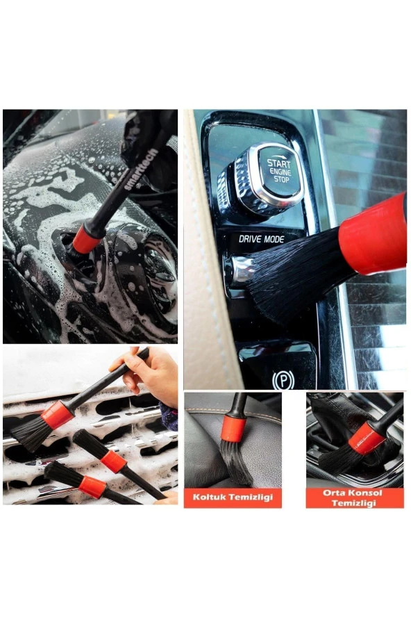 Depolife Detay temizlik fırça seti oto araç iç dış detaylı temizlik fırça takımı 5li ıslak kuru temizlik - 3
