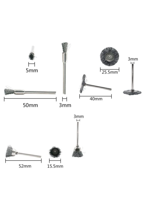 Depolife Dremel Proxxon Uyumlu 5 Parça Çelik Tel Fırça Seti Pas Kir Temizleme Zımparalama Kalıpçı Seti - Resim 2
