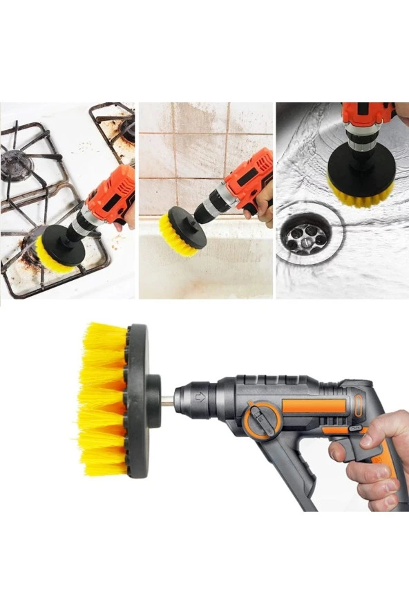 Depolife Matkap Uyumlu Temizleme Temizlik Fırçası Halı Ev Araç Sanayi Temizlik Fırçası 10cm Oval Pimli Fırça - 2