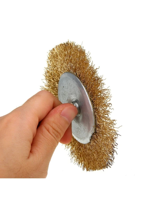 Depolife 5 Parça Pimli Matkap Için Tel Fırça Seti Prinç Kaplı Çelik Tel Fırça Silindir. Konik Set - 3