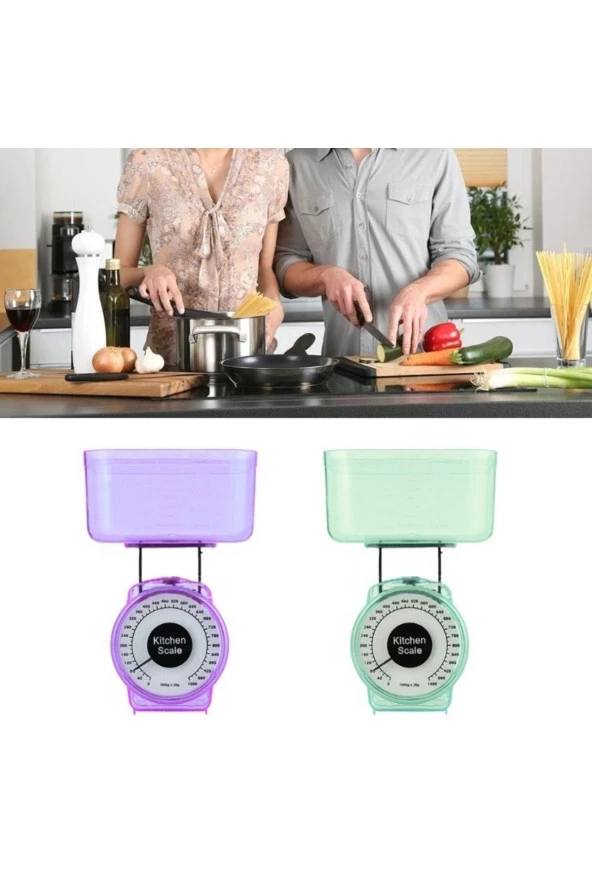 Depolife Mekanik Mutfak Gıda Ölçekli Hassas Tartı Ölçüm Mutfak Terazi Pilsiz 1000gr Mini Baskül 2 Adet