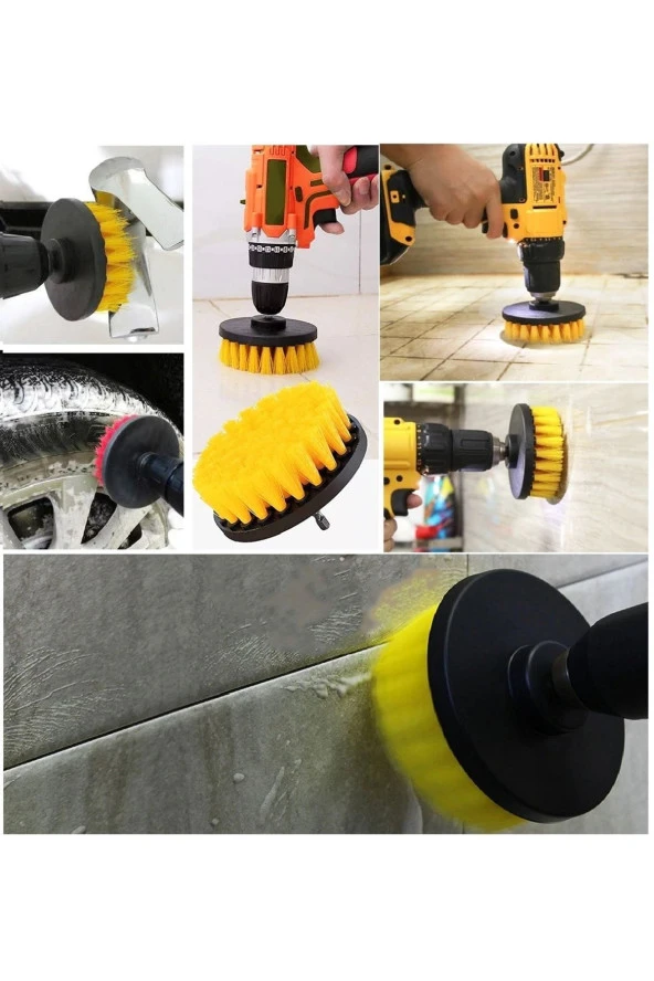 Depolife Matkap Uyumlu Temizleme Temizlik Fırçası Halı Ev Araç Sanayi Temizlik Fırçası 10cm Oval Pimli Fırça - 3