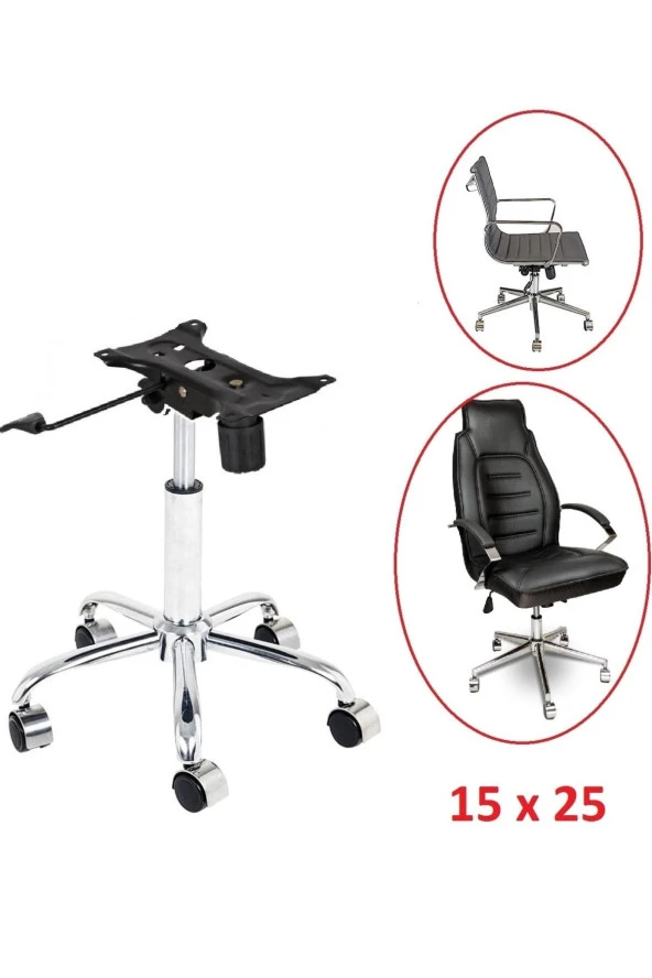 Depolife Ofis Büro Çalışma koltuğu için Krom Yıldız Ayak Amortisör Tekerlek Şase Tek Kollu Mekanizma Seti