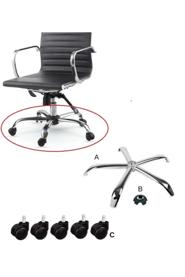 Depolife Metal Yıldız Ayak Bilgisayar Müdür Ofis Koltuğu Için Ahtapot Ayak Ve Tekerlek - 2