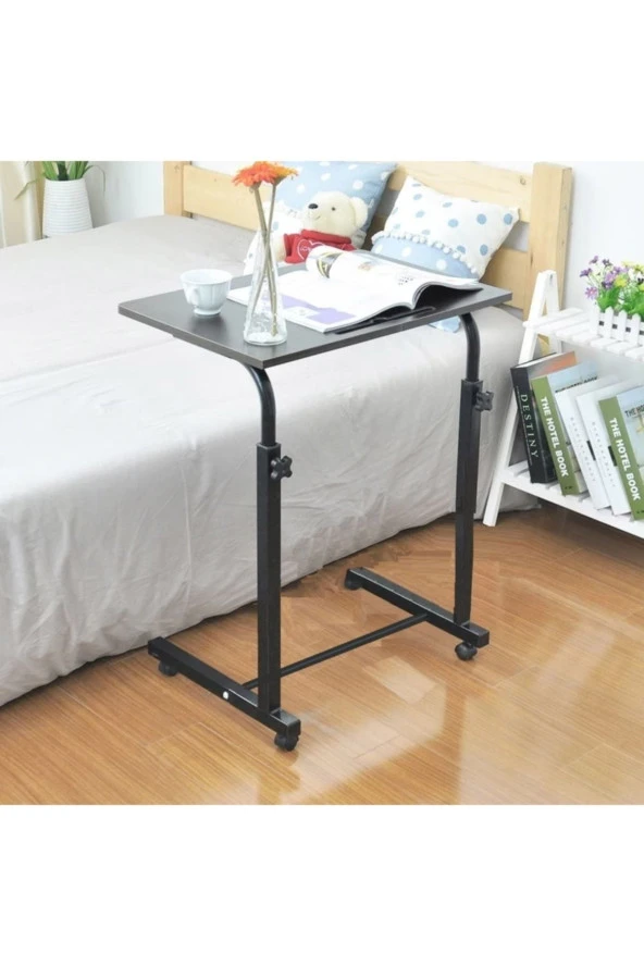 Depolife Tekerlekli Notebook Laptop Çalışma Sehpası Eğim Ve Yükseklik Ayarlı Akrobat Ders Yemek Çekyat Masası