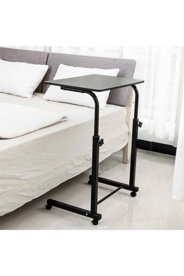 Depolife Tekerlekli Notebook Laptop Çalışma Sehpası Eğim Ve Yükseklik Ayarlı Akrobat Ders Yemek Çekyat Masası - 3