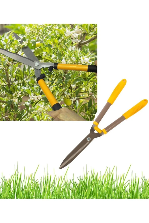 Depolife Çim kesme Makası Karbon çelik çit kesme makası kaydırmaz saplı bahçe çalı çim çit makası