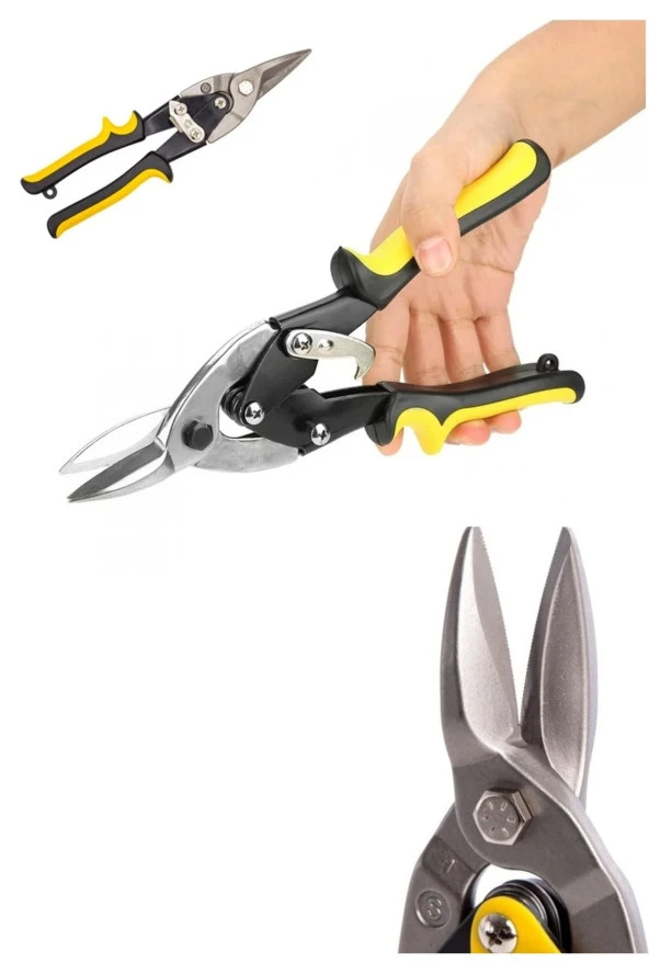 Depolife Saç teneke alüminyum Karton Kesme Makası Düz çeneli makas düz ağız kaportacı makası 250mm