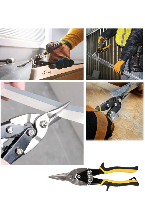 Depolife Saç teneke alüminyum Karton Kesme Makası Düz çeneli makas düz ağız kaportacı makası 250mm - 3