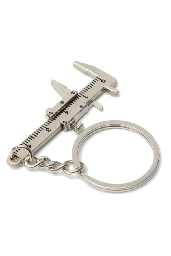 Market66 Kumpas Anahtarlık Mini Metal Ölçü Aleti Sürgüsü Hareketli Sabitleme Vidası Hareketsiz