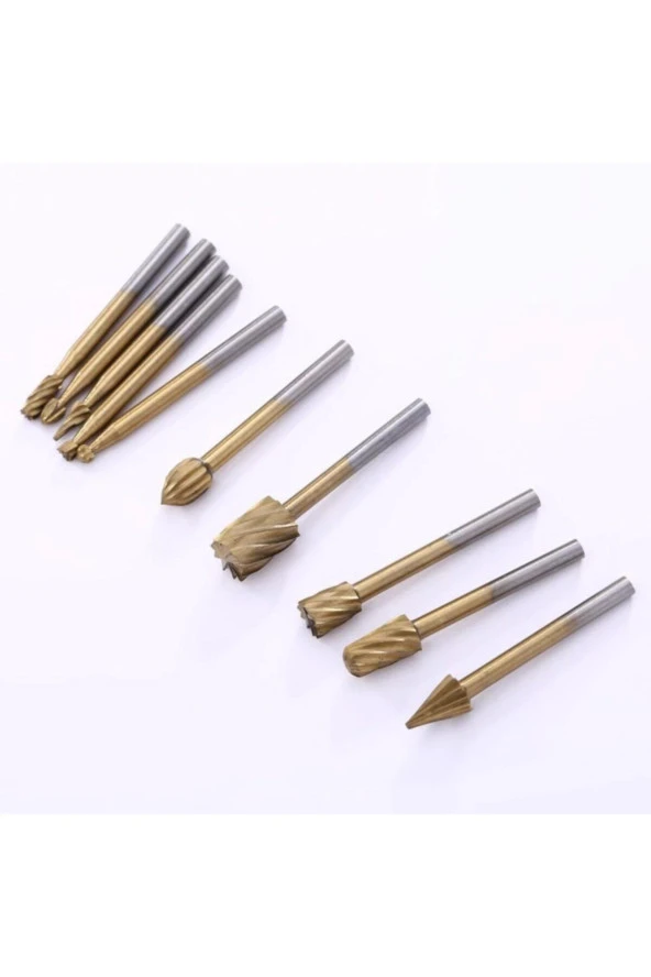 Depolife 10 Parça Hss Titanyum Ahşap Için Freze Uç Seti Dremel Benzeri Gravür Makinası Için Kalıpçı 3mm Şaft