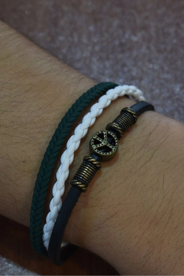 Depolife Çoklu Hakiki Deri Örmeli Erkek Bileklik