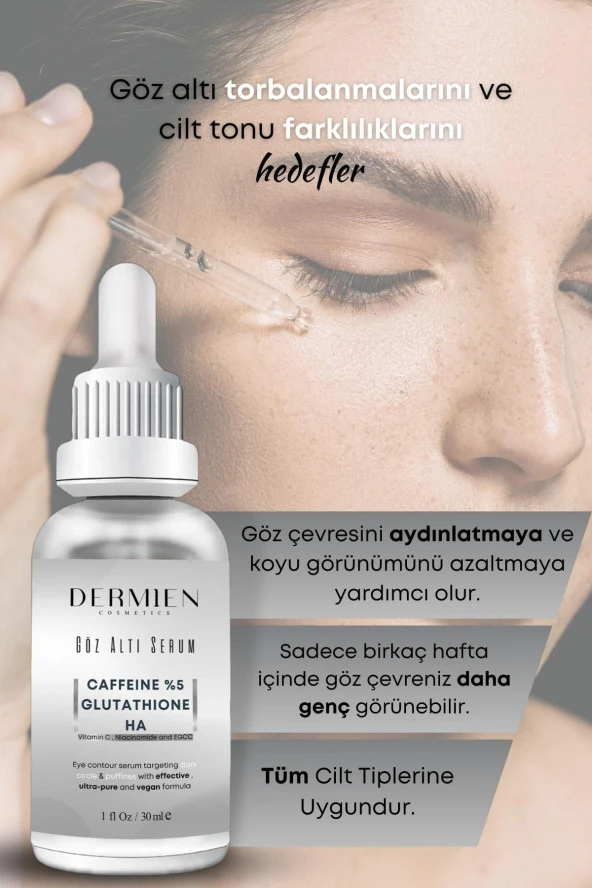Göz Altı Aydınlatıcı, Kırışıklık Karşıtı Serum Caffeine %5, Glutathione, Ha, Vitamin C, Niacinamide - 2