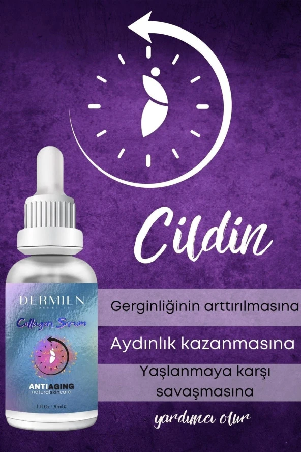 Dermien Cosmetics Yaşlanma Karşıtı, Aydınlatıcı, Kolajen, Hyaluronik Asit, B5 Cilt Bakım Serumu 30ml - 3
