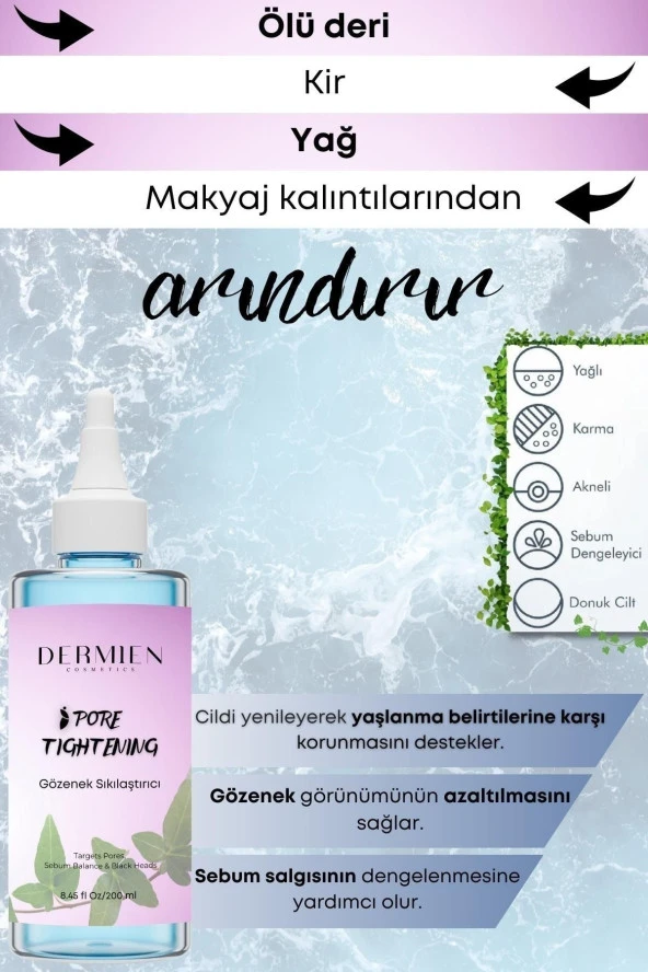 Dermien Cosmetics Arındırıcı, Canlandırıcı, Gözenek Sıkılaştırıcı Tüm Ciltler Için Glikolik Asit Aha Bha Tonik 200 Ml - 2