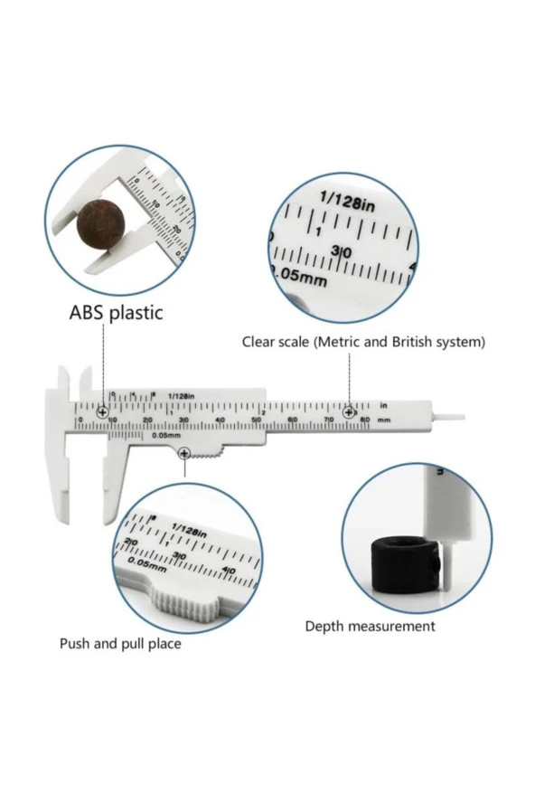 Depolife Taşınabilir Kalibreli 80mm Plastik Kaş Estetik Ölçüm Kumpas Cetvel Plastik Kalıcı Makyaj Ölçüm Aracı - 2