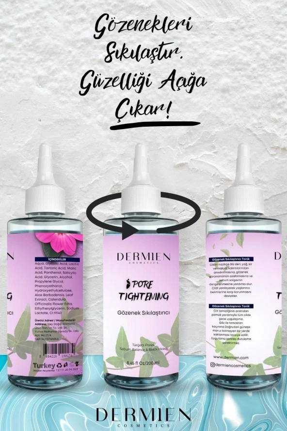 Dermien Cosmetics Arındırıcı, Canlandırıcı, Gözenek Sıkılaştırıcı Tüm Ciltler Için Glikolik Asit Aha Bha Tonik 200 Ml - 3